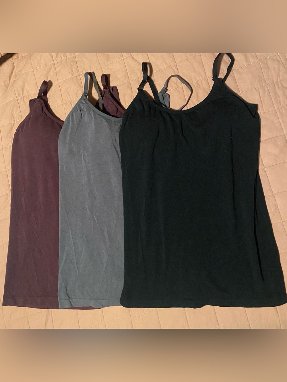 Women's Maternity Nursing Camisoles with Built-In Bra - 3 pack! Size Large